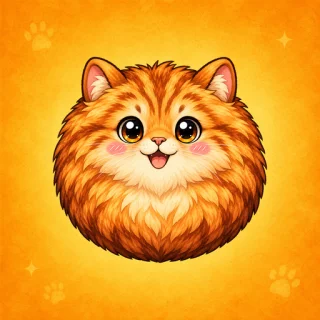 Chonk Crunch &mdash; a very round, very fluffy ginger cat